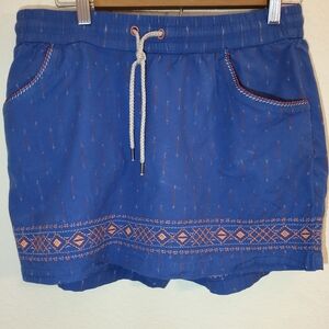Toad & Co Womens Skort Size Medium Navy Blue Orange Aztec Southwestern Boho